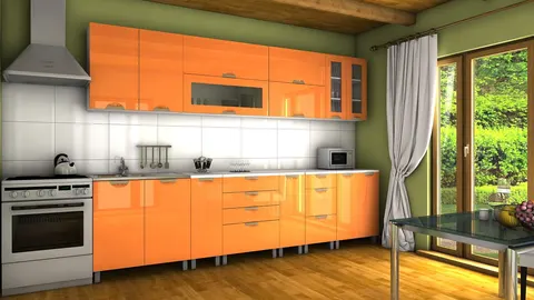 Kuchnia GRAND 3 m madera Pomarańcz Połysk