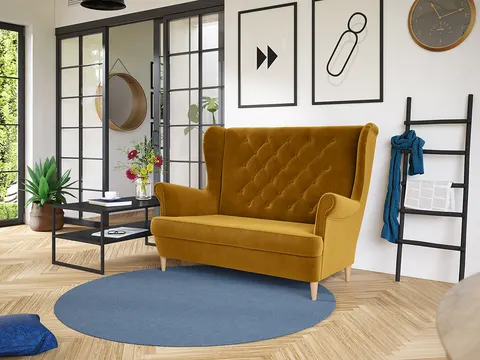 Sofa MERLO 140 cm Tapicerowana Złoty