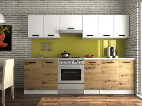 Kuchnia LUIZA I 2,6 m Laminowana Biały I Dąb Artisan