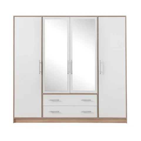 Szafa SMART I z lustrem 200 cm dąb sonoma + biały lux