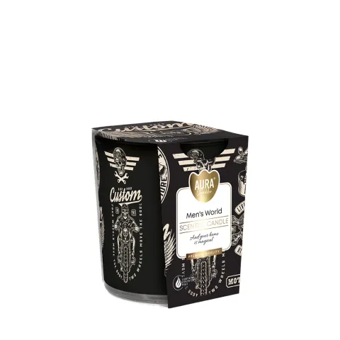 Świeca zapachowa Men’s World w prostym szkle z wzorem sn72s-64 Aura
