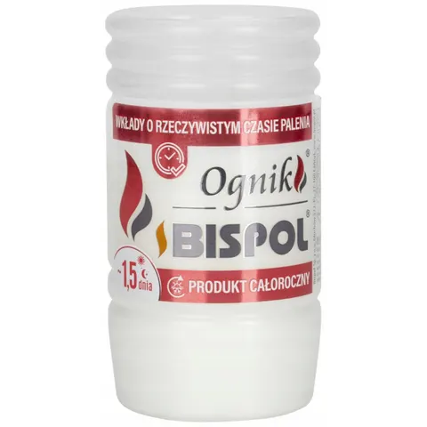 BISPOL Wkład do zniczy parafinowy OGNIK WP0/3 36h, 1 szt
