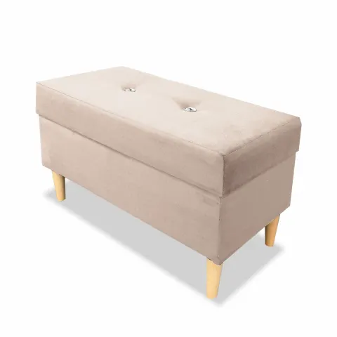 Pufa podnóżek ze schowkiem ZURI, Beżowy velvet