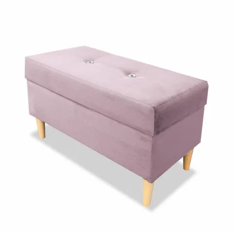 Pufa podnóżek ze schowkiem ZURI, Różowy velvet