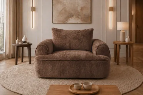 Fotel FLAVIO MAXI 120 cm tapicerowany, toffee szenil