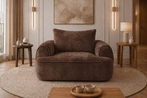 Fotel FLAVIO MAXI 120 cm tapicerowany, brązowy szenil