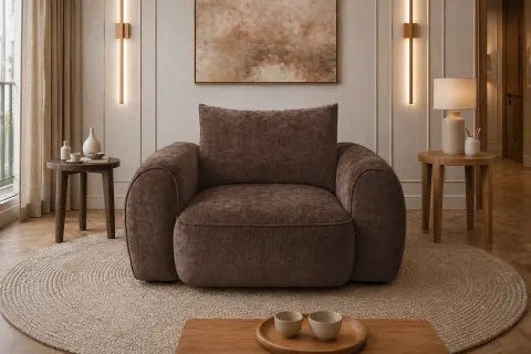Fotel FLAVIO 120 cm tapicerowany, brązowy szenil