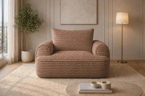 Fotel FLAVIO MAXI 120 cm tapicerowany, toffee sztruks