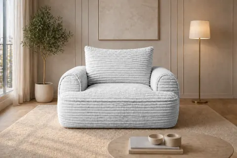 Fotel FLAVIO MAXI 120 cm tapicerowany, jasny szary sztruks