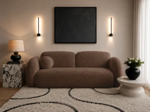 Kanapa FLOW 240 cm, z funkcją spania, brązowa struktura