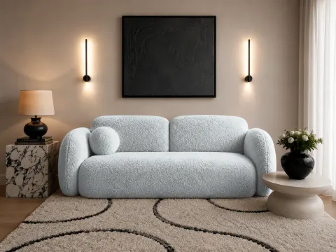 Kanapa FLOW 240 cm, z funkcją spania, jasnoszara struktura