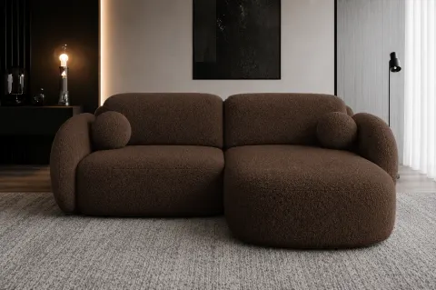 Narożnik FLOW 238 cm rozkładany, z funkcją spania, brązowa struktura