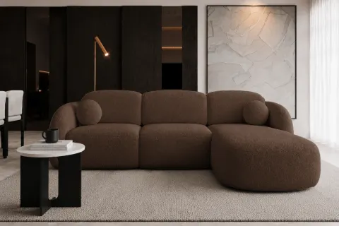 Narożnik FLOW MAXI 338 cm rozkładany, z funkcją spania, brązowa struktura