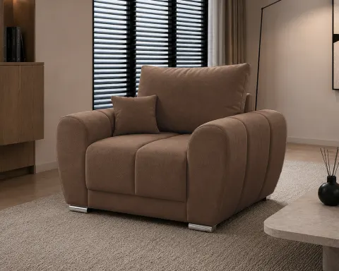 Fotel EDGAR 120 cm tapicerowany, pikowany, toffee velvet