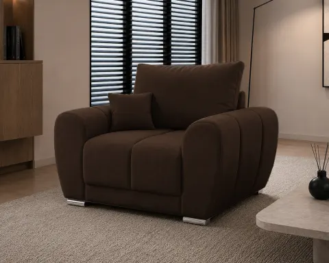 Fotel EDGAR 120 cm tapicerowany, pikowany, brązowy velvet