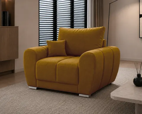 Fotel EDGAR 120 cm tapicerowany, pikowany, złoty velvet