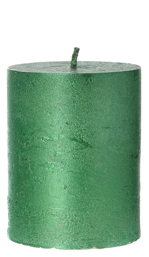 Świeca Rustic Walec zielony metalik 9 cm