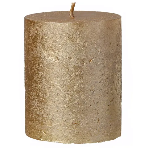 Świeca Rustic Walec złoty metalik 9 cm