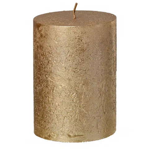 Świeca Rustic Walec metalik złoty 11, 5cm