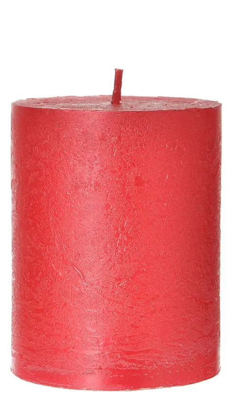Świeca Rustic Walec czerwony metalik 9 cm
