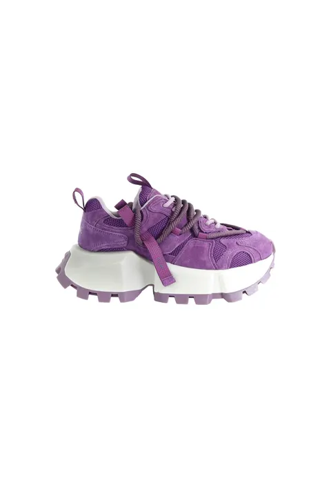 Damskie skórzane sneakersy fioletowe GOE UU2N4013