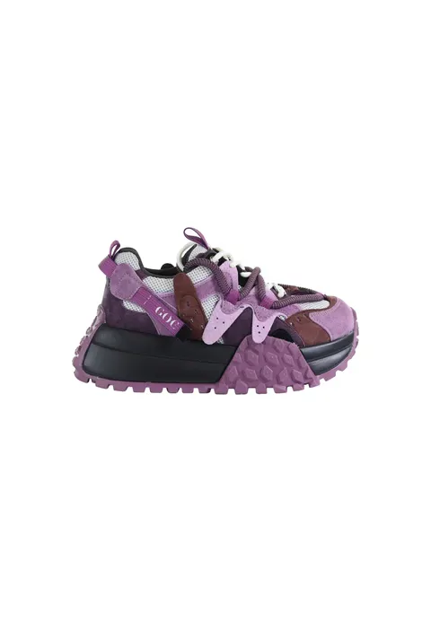 Damskie skórzane sneakersy fioletowe GOE UU2N4016