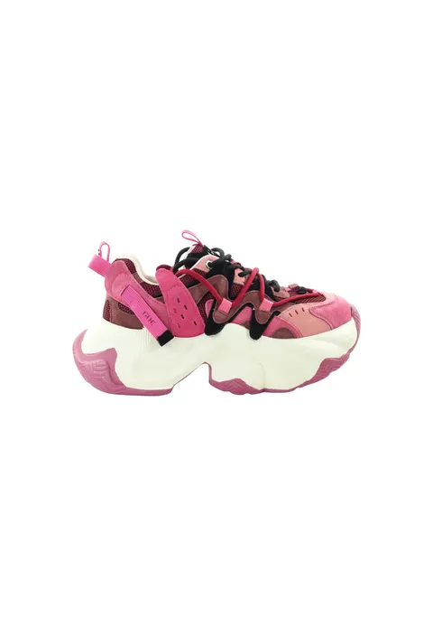 Damskie skórzane sneakersy różowe GOE UU2N4909