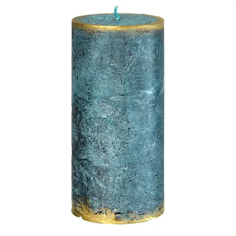 Świeca Rustic Walec 15 cm Turkus Patyna
