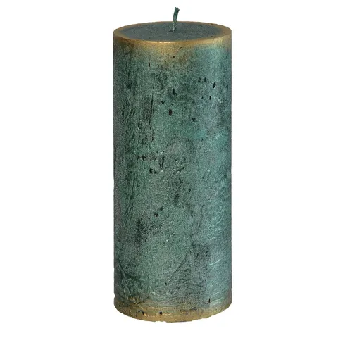 Świeca Rustic Walec 15 cm Zielony Patyna