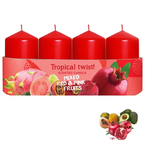 Świeca zapachowa 4szt. Tropical Twist Red 10h 40x70