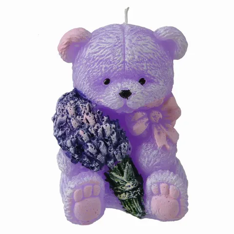 Świeca Miś lawendowy świeczka figurka 7,5 cm fioletowy Flowerbox
