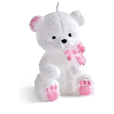 Świeca Miś świeczka figurka 7,5 cm biały Flowerbox Chrzest Komunia