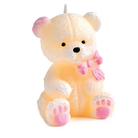 Świeca Miś świeczka figurka 7,5 cm kremowy Flowerbox Chrzest Komunia