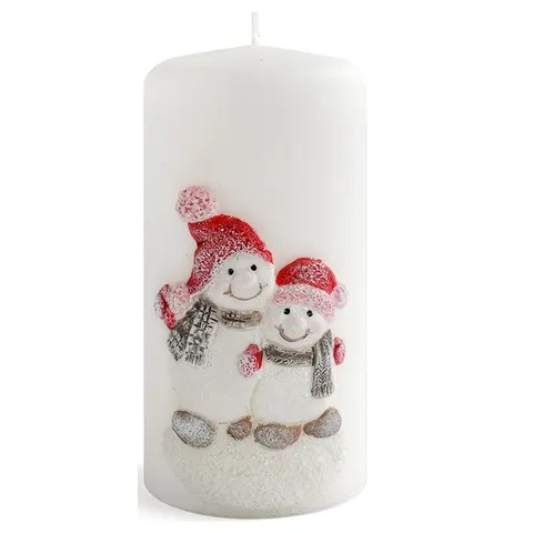 ARTMAN Świeca ozdobna Walec 14 cm biały Bałwanek