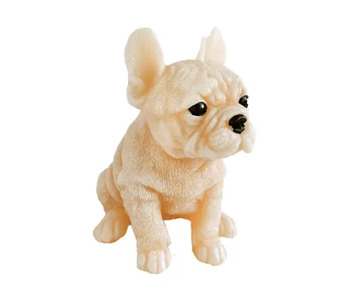 Świeca pies Buldog świeczka figurka 15 cm kremowy