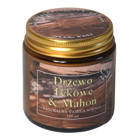 DRZEWO TEKOWE I MAHOŃ Świeca zapachowa sojowa 120 ml