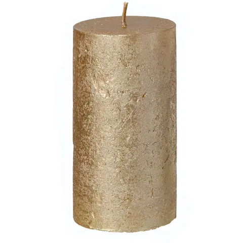 Świeca Rustic Walec zloty metalik 15 cm