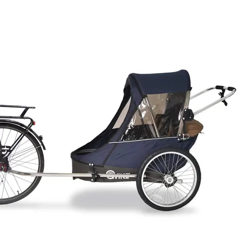 Przyczepka rowerowa WIKE Premium Double 3w1 granatowo-brązowa