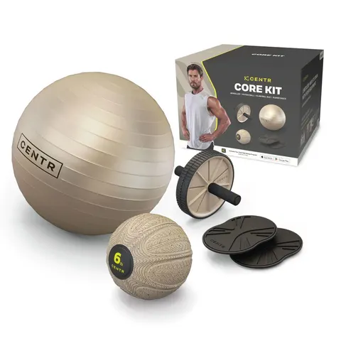 Zestaw fitness CENTR Core Kit - piłka, slamball, ab roller, slider disc