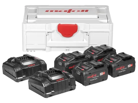 Mafell Power-Set 5: 4x Akumulator 18 M 99 LiHD 2x Ładowarka APS M+ w systenerze MAX3 209633