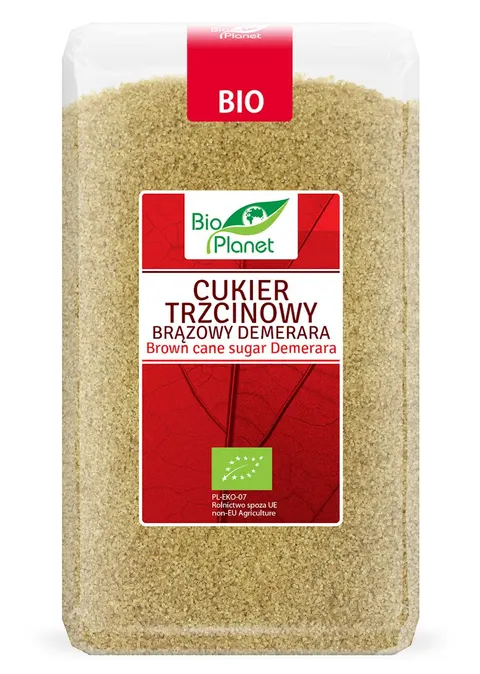 Cukier Trzcinowy Brązowy Demerara BIO 1 kg Bio Planet