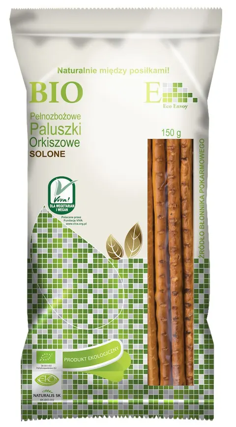 Paluszki Orkiszowe Pełnoziarniste Solone BIO 150 g Envoy