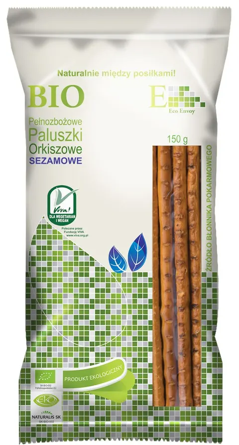 Paluszki Orkiszowe Pełnoziarniste z Sezamem BIO 150 g Envoy