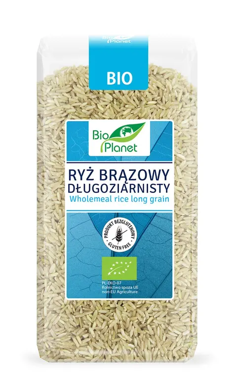 Ryż Brązowy Długoziarnisty Bezglutenowy BIO 500 g Bio Planet