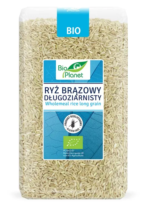 Ryż Brązowy Długoziarnisty Bezglutenowy BIO 1 kg Bio Planet
