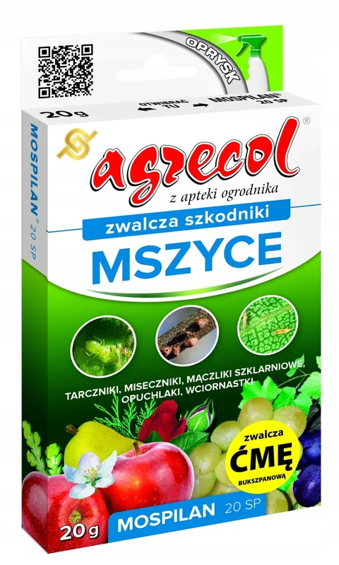Mospilan 20SP 20g AGRECOL zwalcza mszyce, czerwce, miseczniki, mączliki, opuchlaki, wciornastki, ćmę bukszpanową