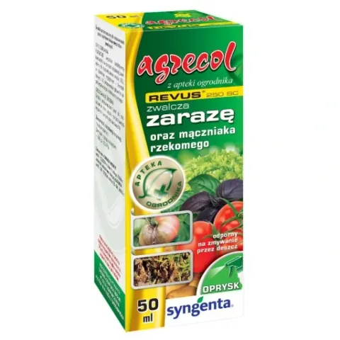 Agrecol Revus 250SC 50ml skuteczny fungicyd na zarazę ziemniaka i pomidora oraz mączniaka rzekomego, do warzyw i ogrodu