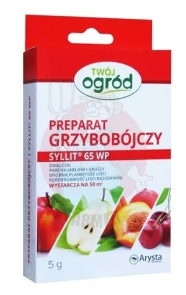 Syllit 65WP 5g TWÓJ OGRÓD grzybobójczy, kędzierzawość, parch, plamistość, możliwe stosowanie na mokry liść