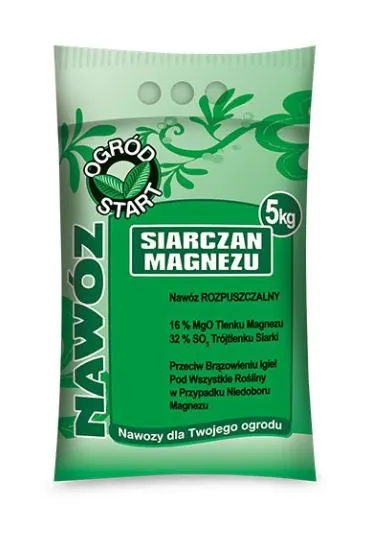 Siarczan magnezu 5kg OGRÓD START ogranicza niedobory magnezu i siarki, przeciw brązowieniu igieł
