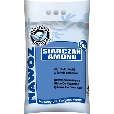 Siarczan amonu 5kg OGRÓD START nawóz zakwaszający glebę, rośliny kwaśnolubne, iglaki, azalie, borówki